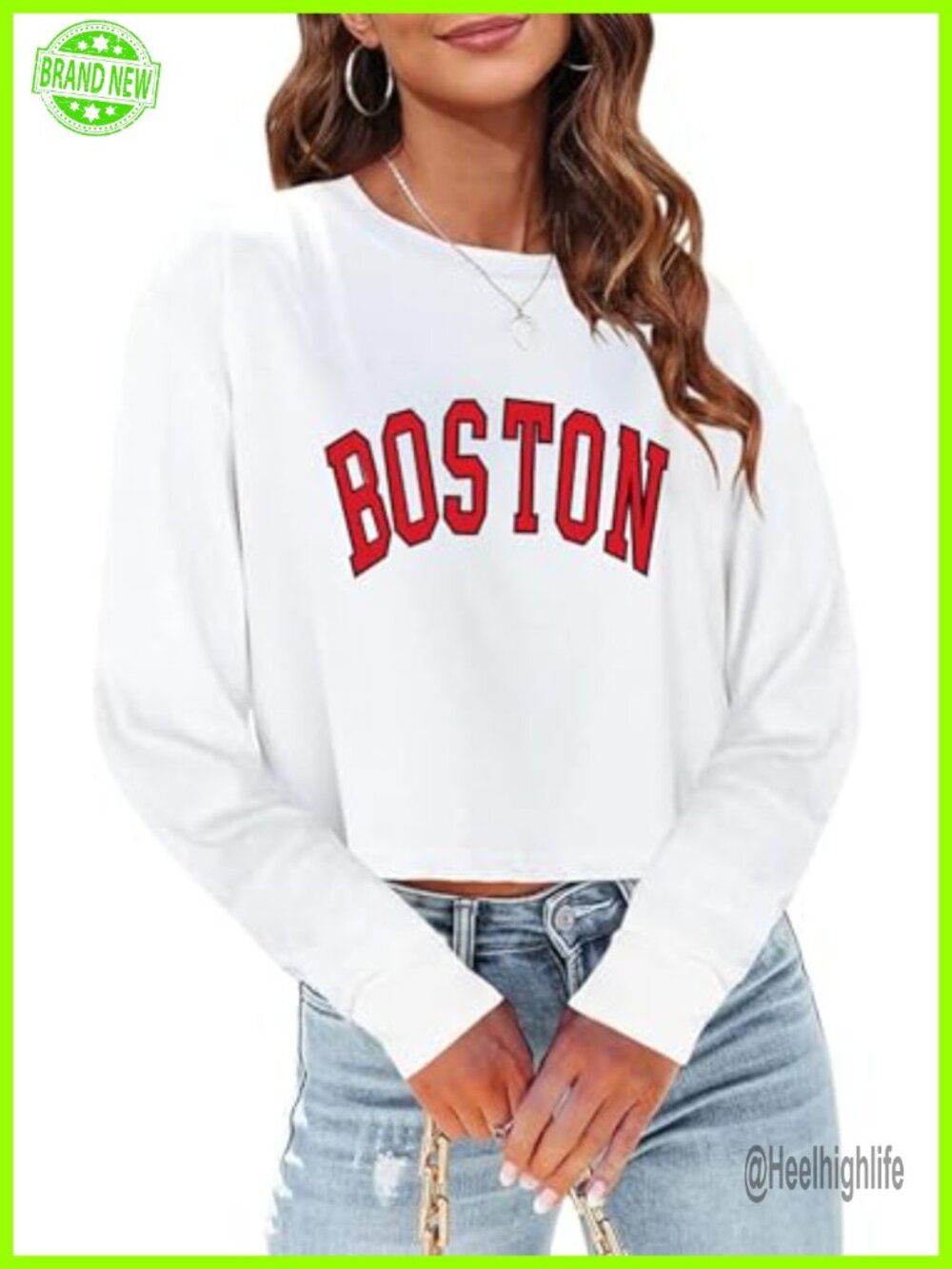 Womens Cropped Crewneck Sweatshirt Long Sleeve Graphic Pullover Top